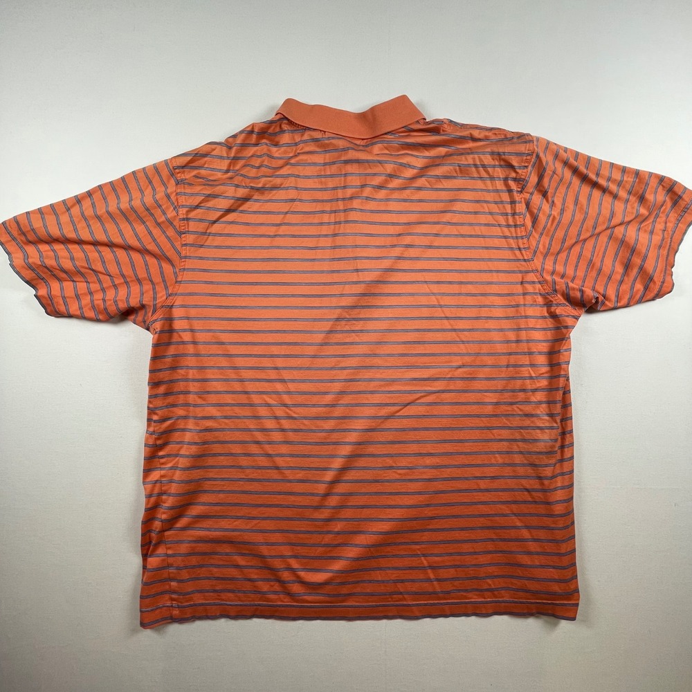Amen Corner Masters Golf Polo Shirt Mens XL Orange Striped Pima Cotton Flaw‎ - Picture 8 of 8